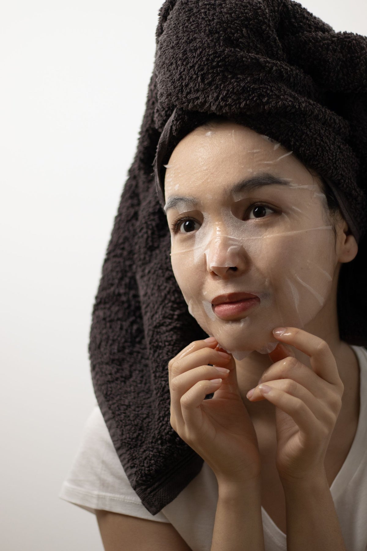 A hydrating sheet mask as part of a focused skincare ritual